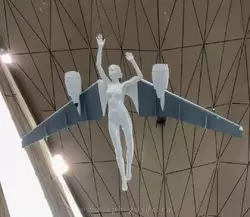 Аэропорт Пулково, девушки-ангелы с крыльями самолёта