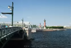 Вид на стрелку Васильевского острова с Дворцового моста