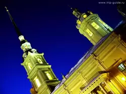 Петропавловский собор в ночной подсветке